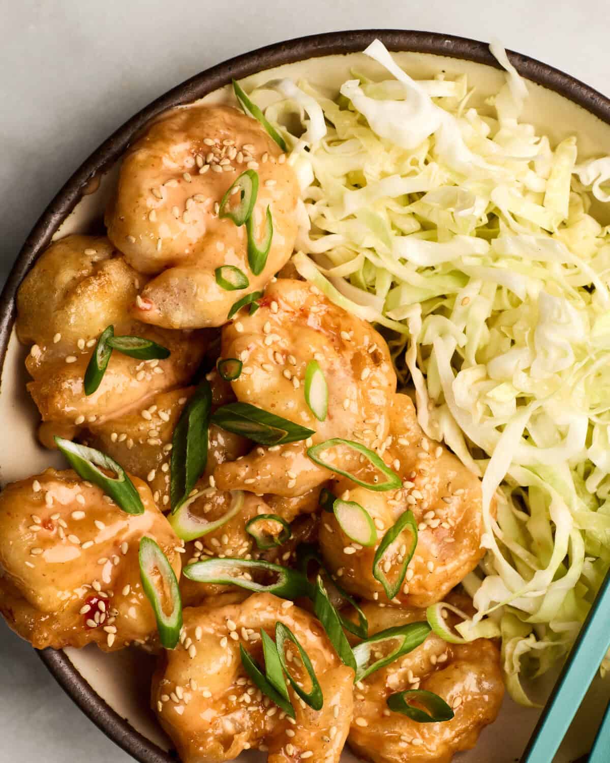 Bang Bang Shrimp in a bowl. 