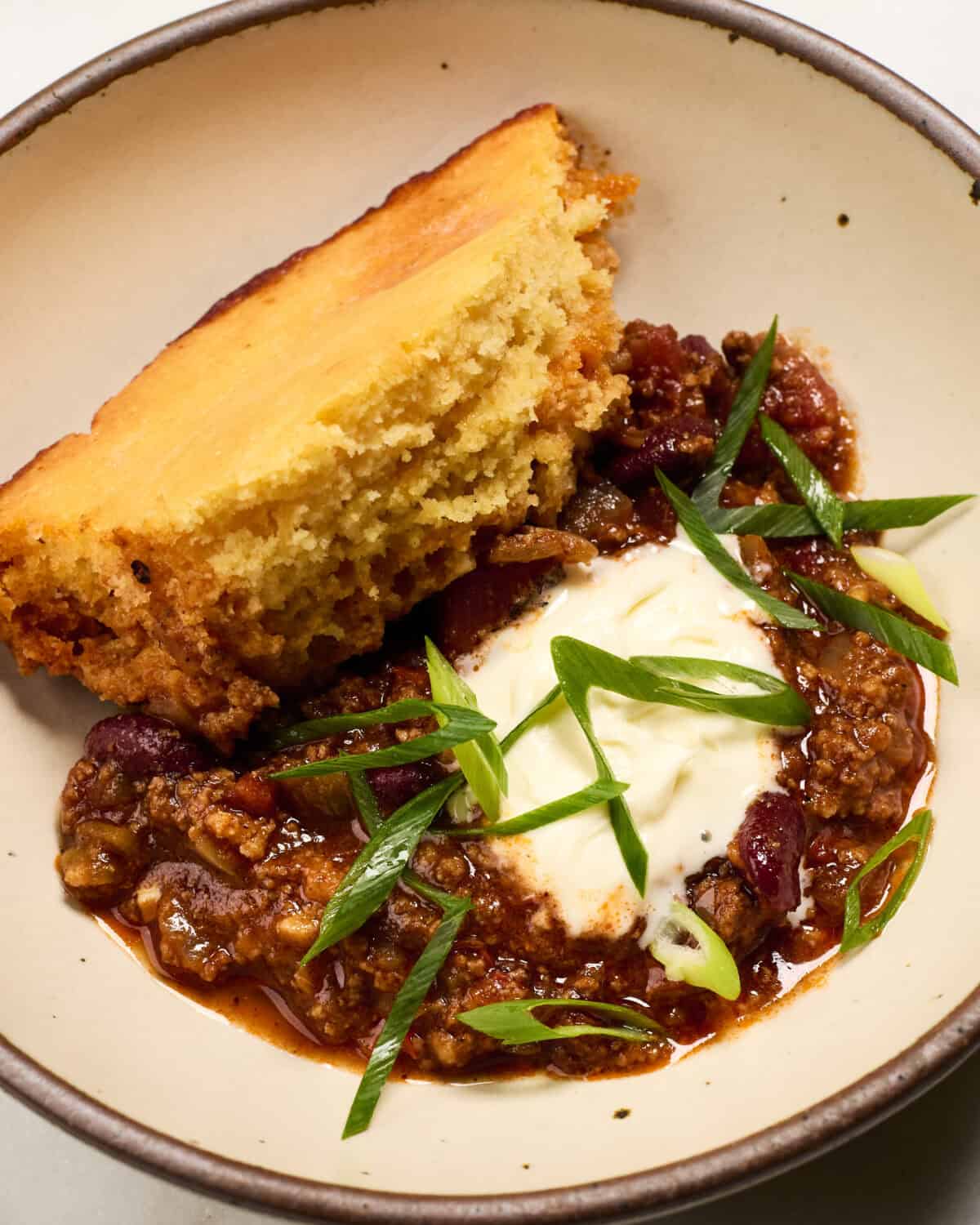 Cornbread Chili Casserole in a bowl.