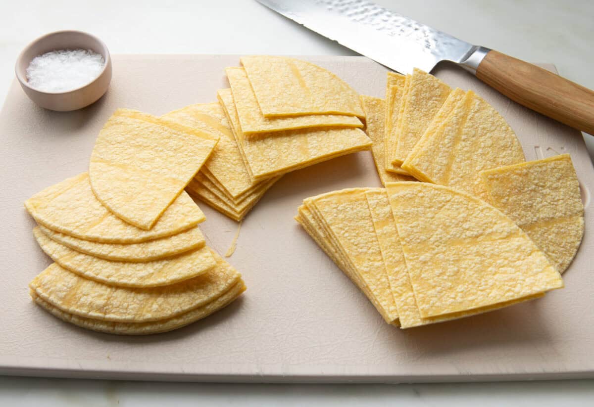 Tortillas cut into triangles. 