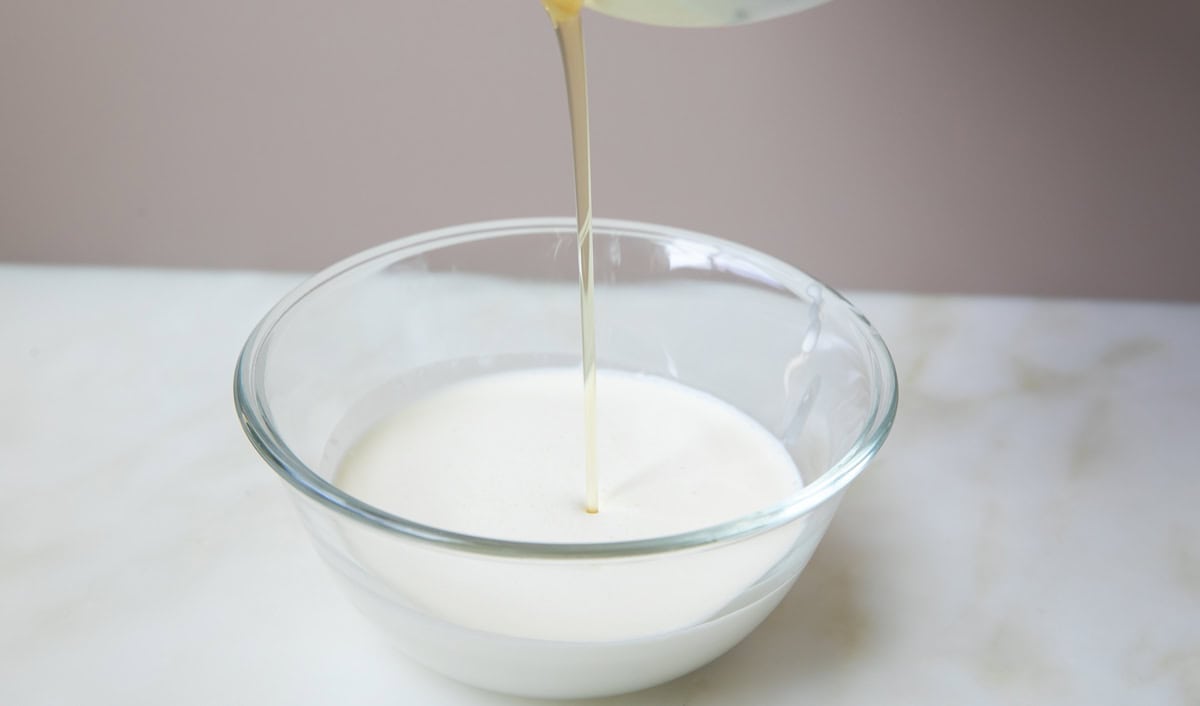 Cream top being made. 