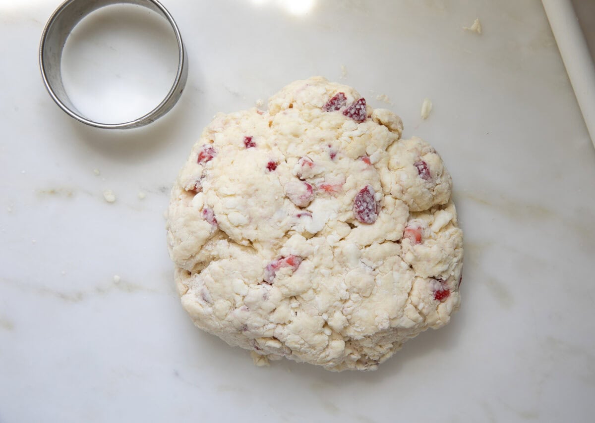 Strawberry Biscuit dough formed. 