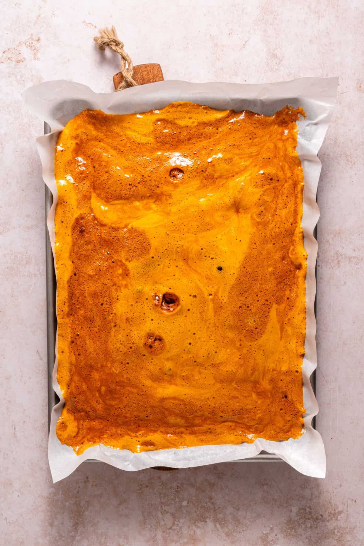 Honeycomb candy on sheet tray.