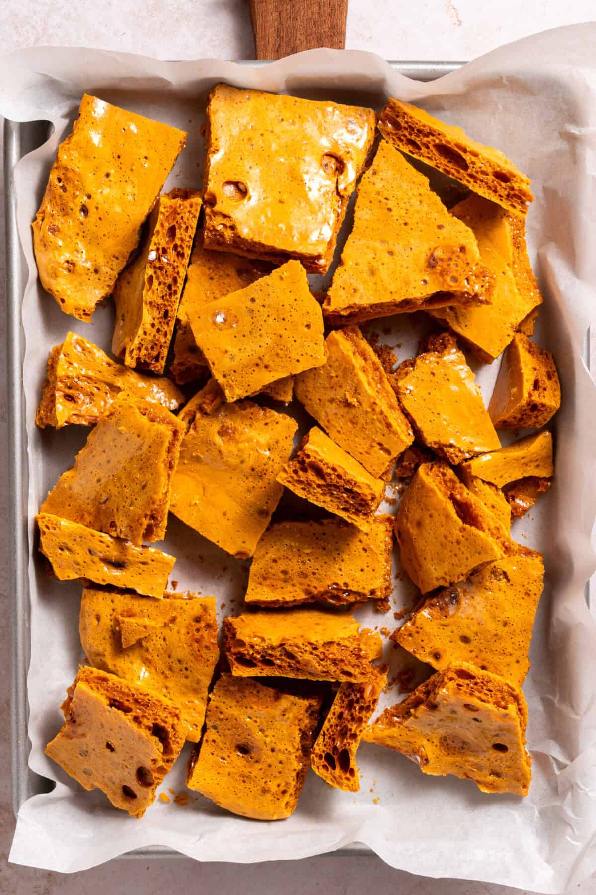 Tray of honeycomb candy.