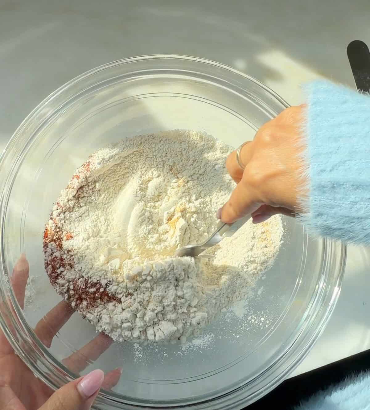 Dry ingredients for Homemade Chicken Nuggets batter.