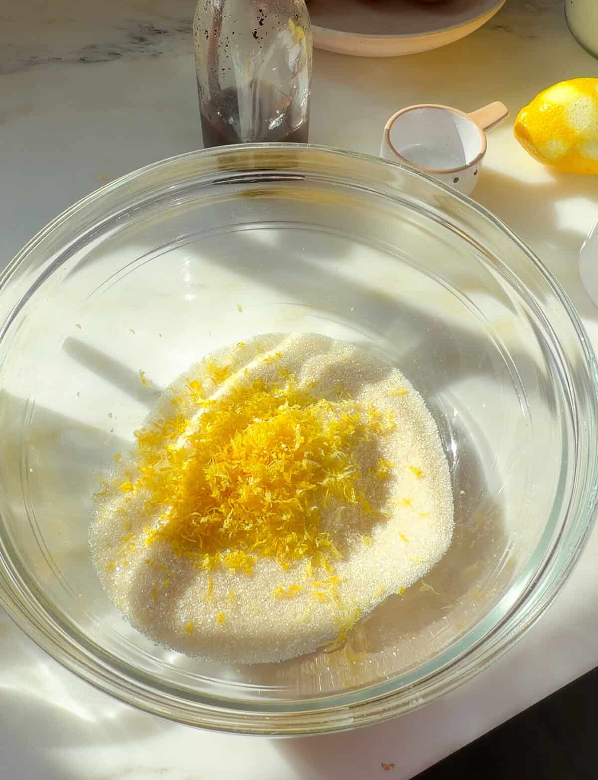 Lemon zest in sugar.