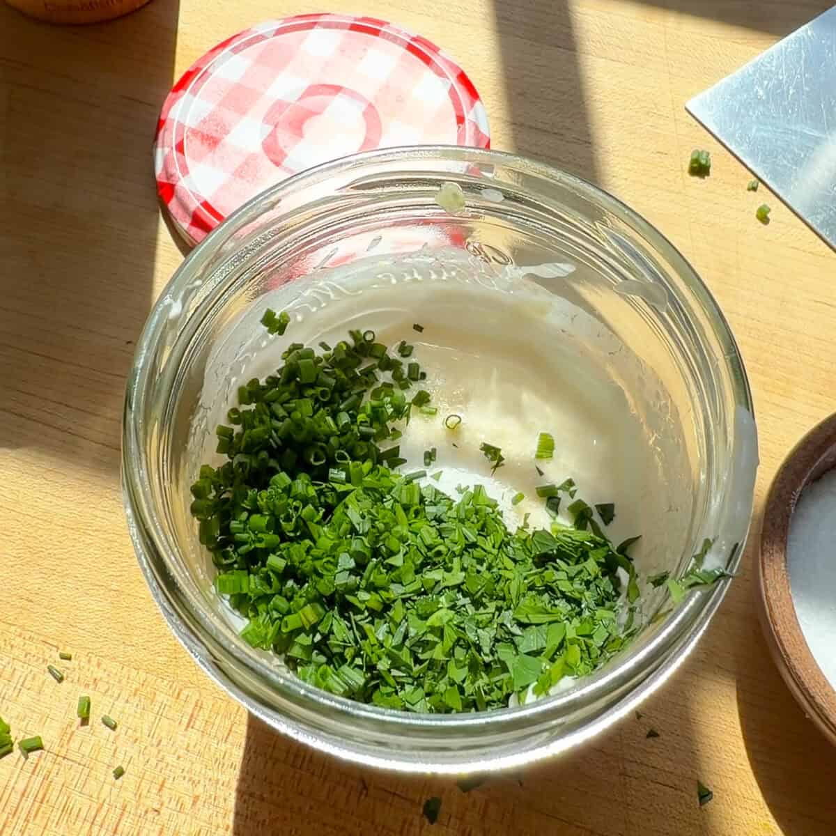 Buttermilk ranch in jar.