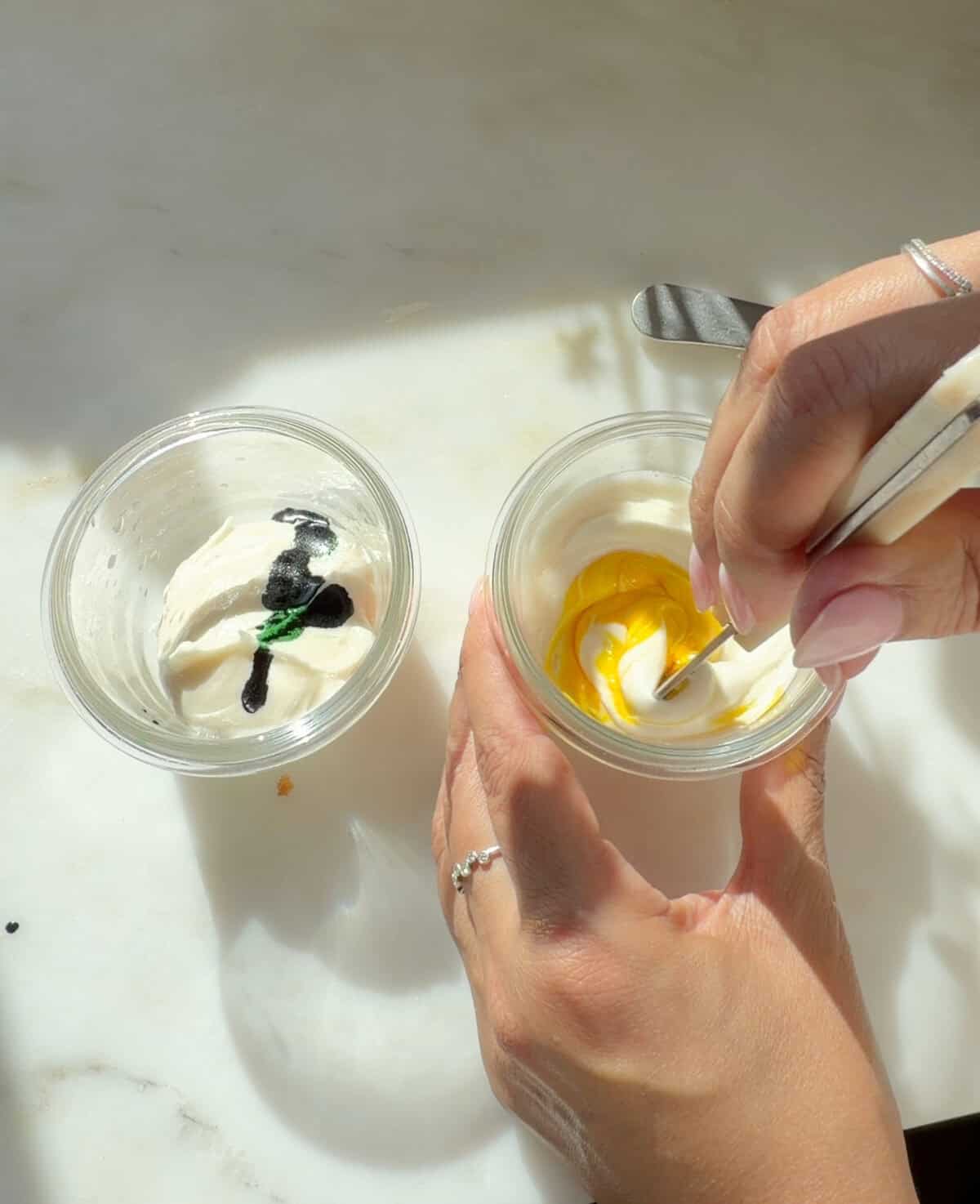 Frostings being mixed.