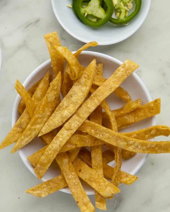 Fried tortilla strips.
