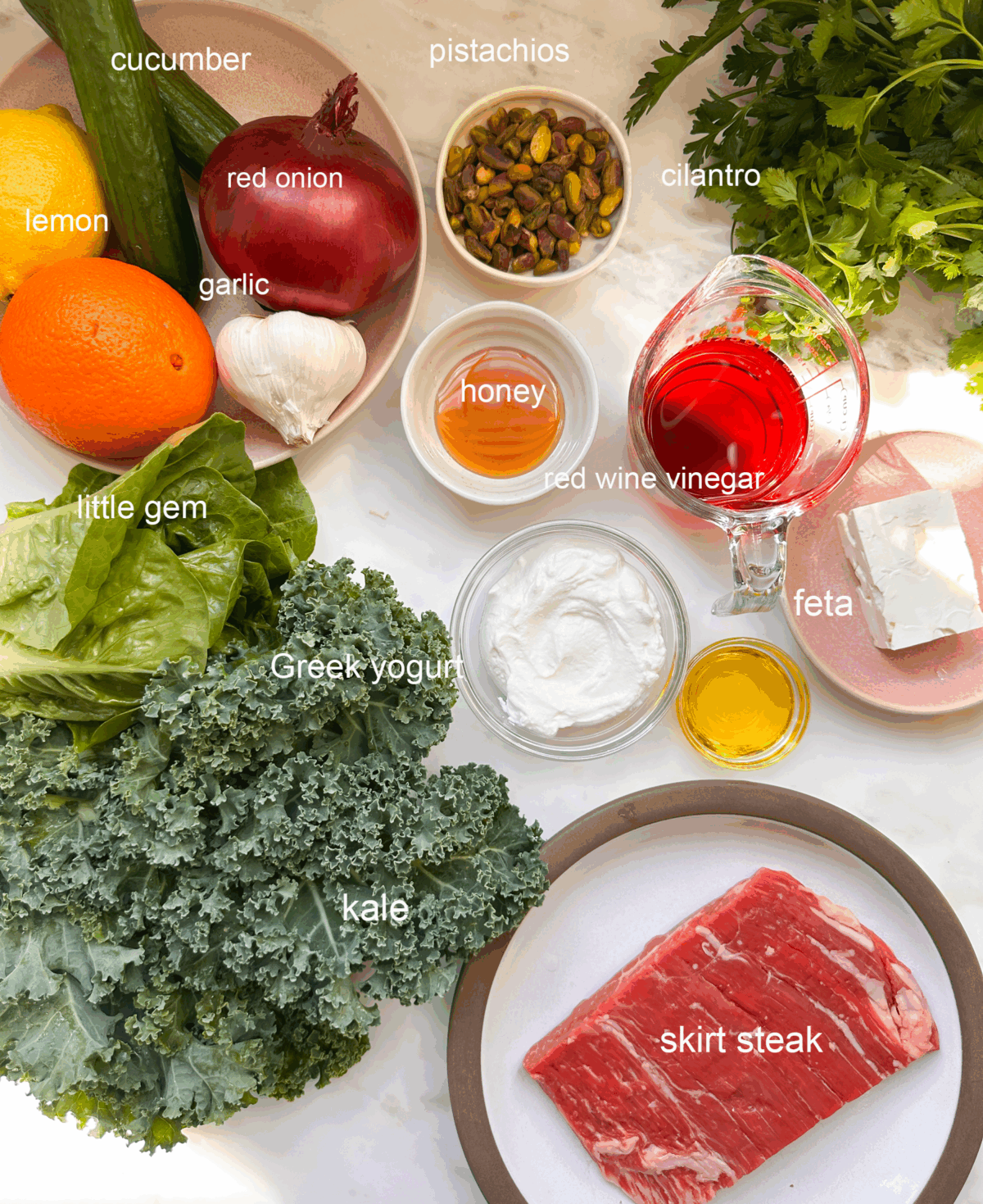 Steak Salad with Creamy Chimichurri Dressing ingredients.