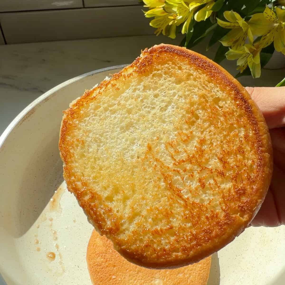 Toasted burger buns.