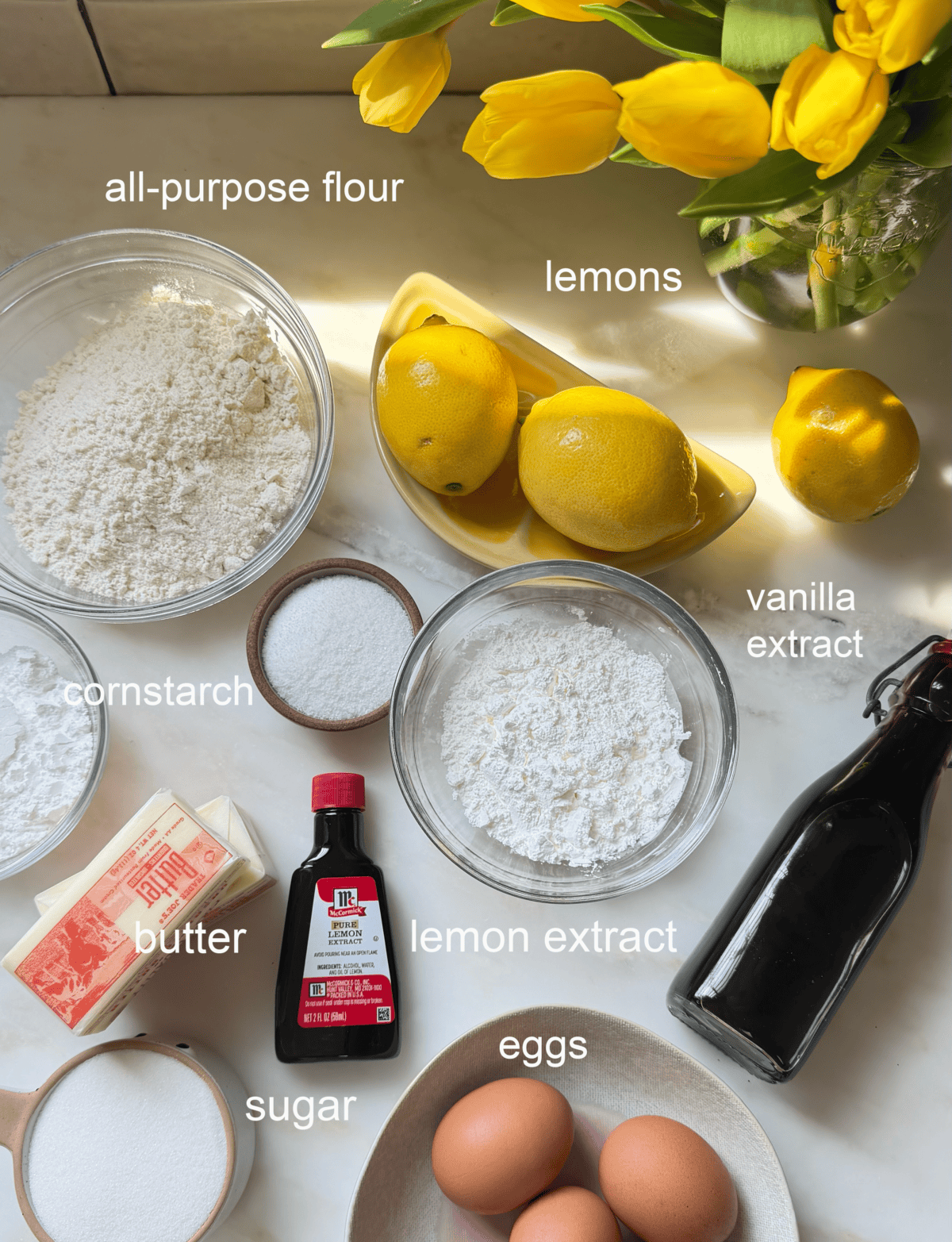 Lemon Alfajores ingredients.