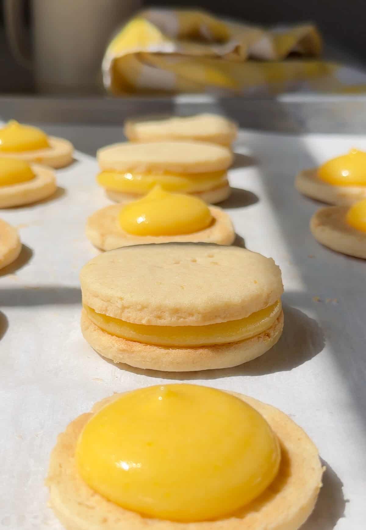 Cookies with dollops of lemon curd.