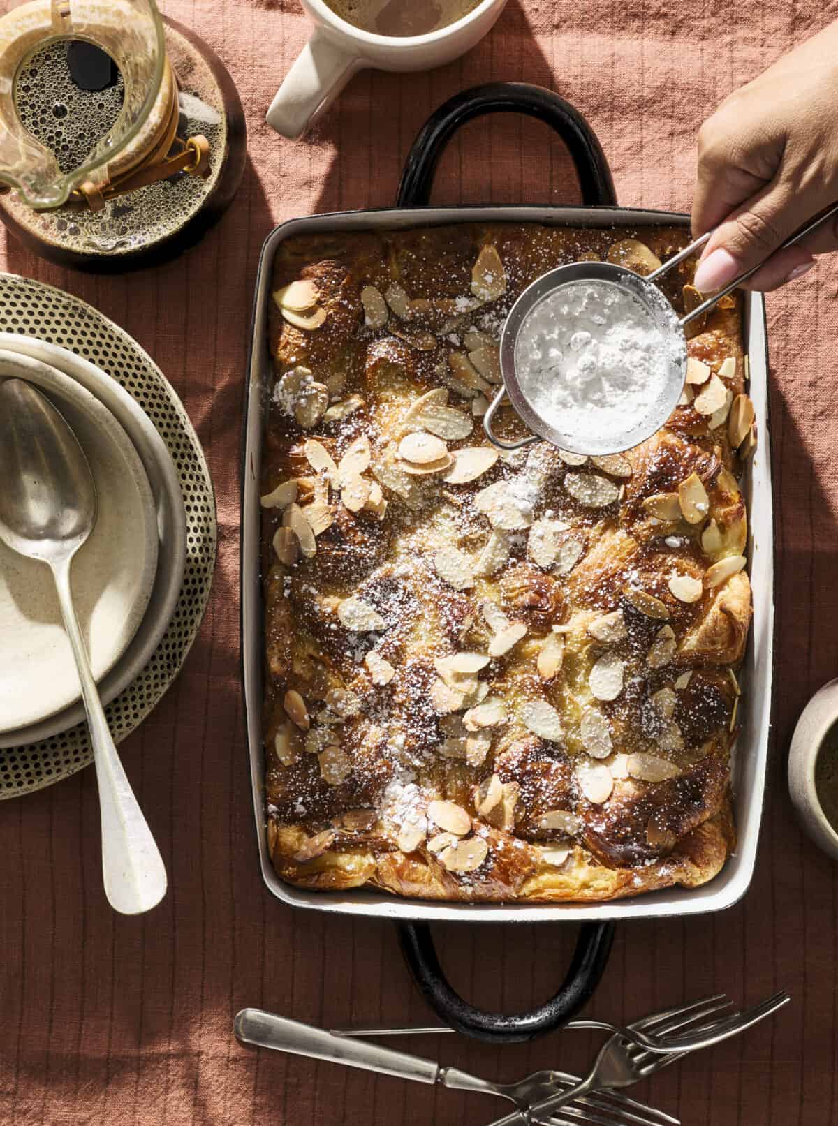 Almond croissant french toast bake