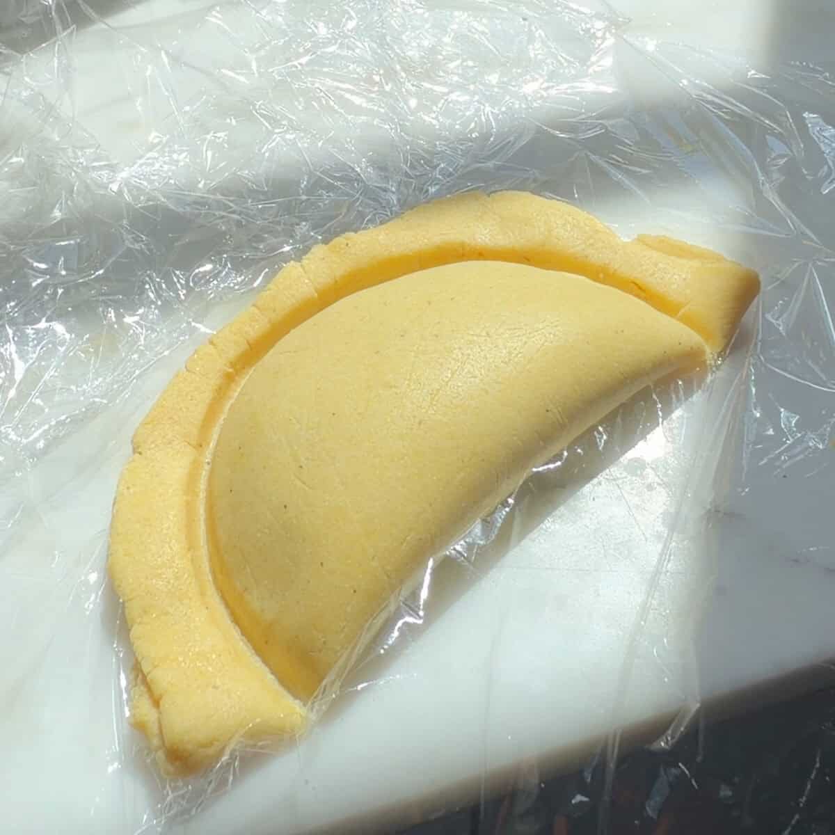 Empanada cut and sealed.