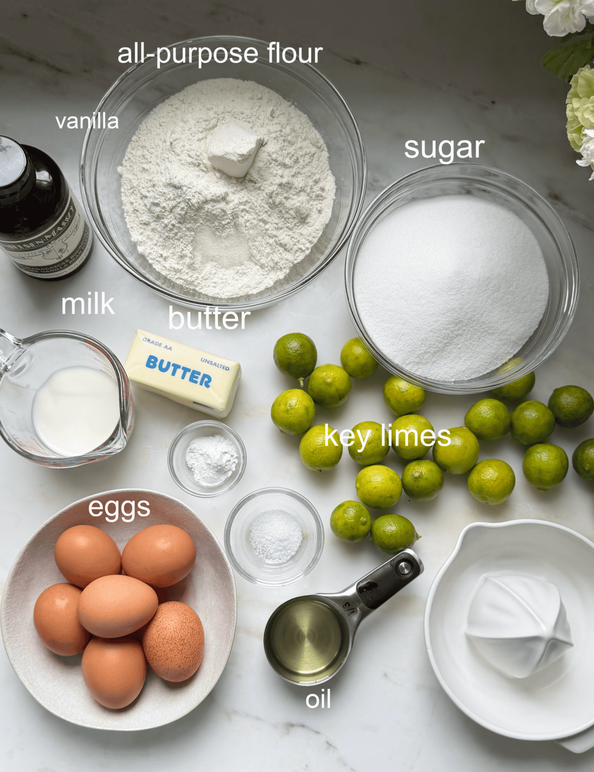 Key Lime Cake ingredients.