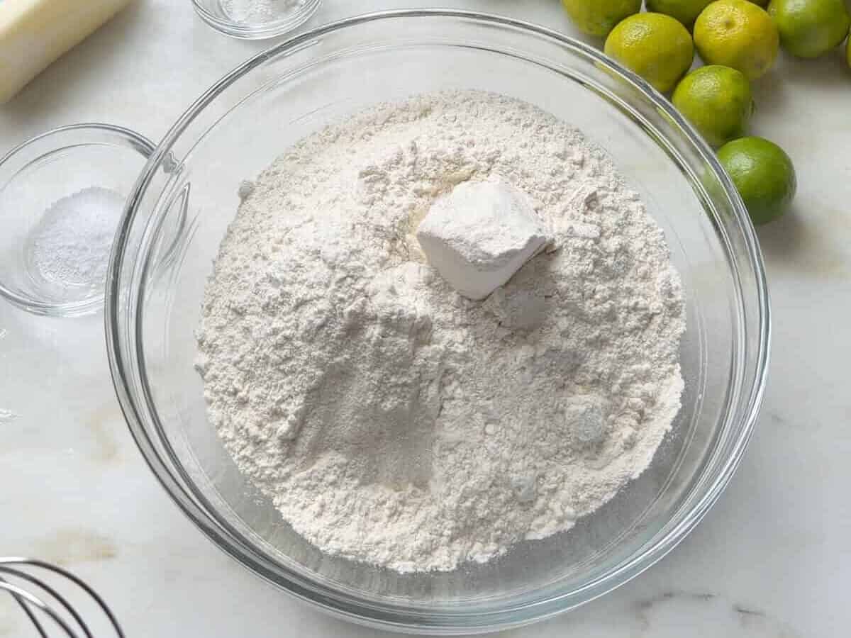 Flour in a large bowl.