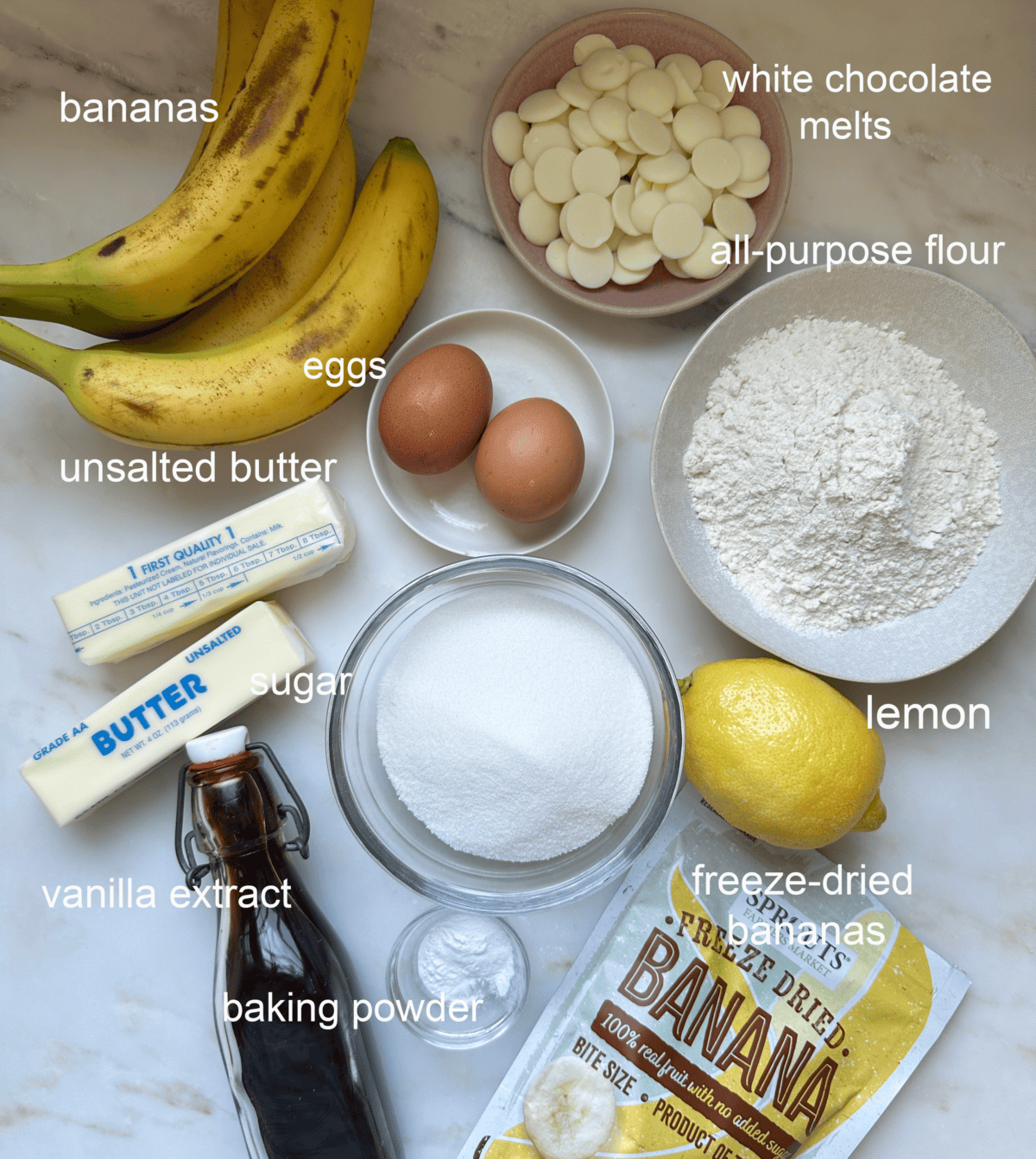 Banana Pudding Brownie ingredients.