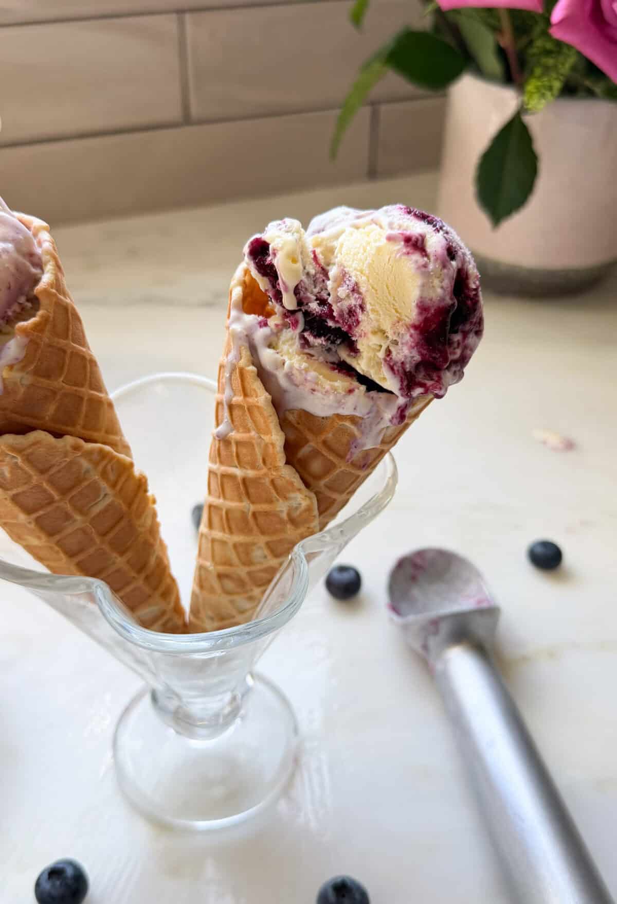 Melty ice cream cones in a sundae cup.