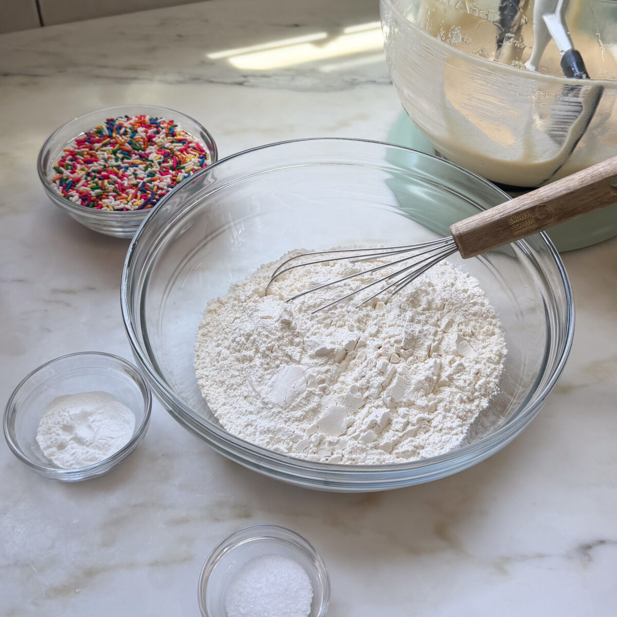Funfetti cake dry ingredients.