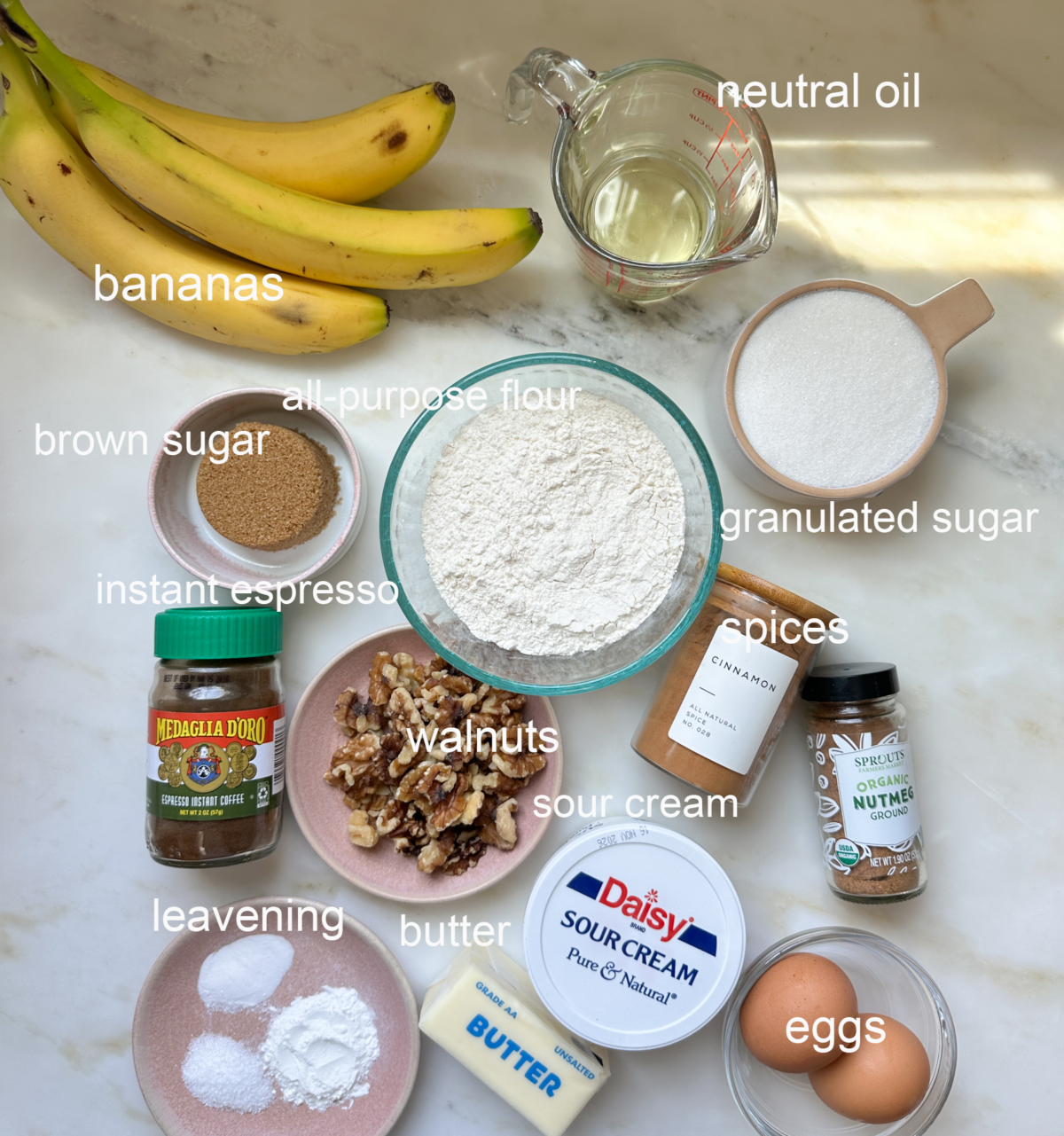 Banana Bread Coffee Cake ingredients.